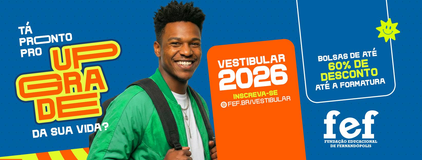 Banner Faculdades Integradas de Fernandópolis - Vestibular FEF 2026